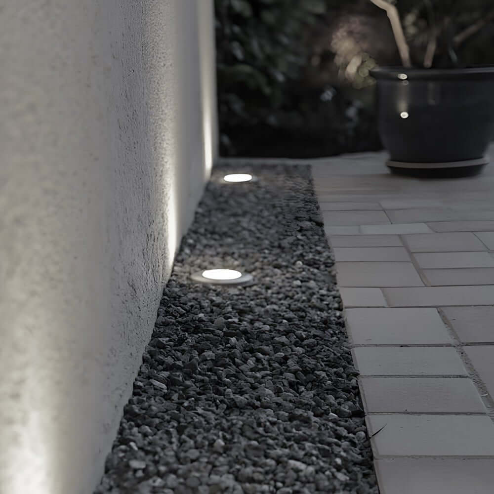 Solární zapuštěná zahradní svítidla Luminara – teplé světlo 3000 K, zapuštěná montáž do země