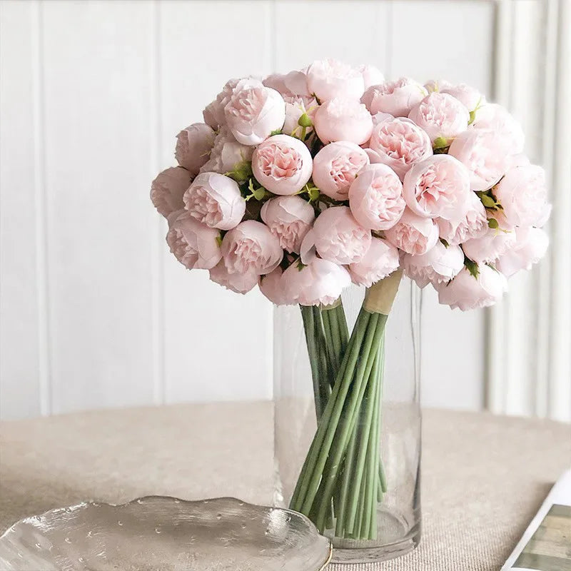 Luna Peony Bouquet – 27 Realistic Silk Flowers in Mixed Colors