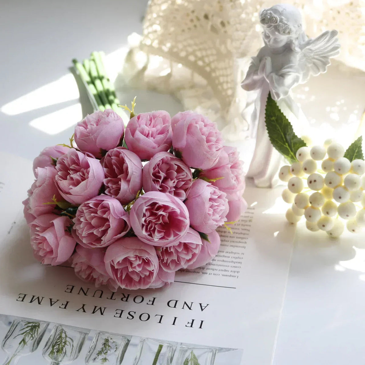 Luna Peony Bouquet – 27 Realistic Silk Flowers in Mixed Colors