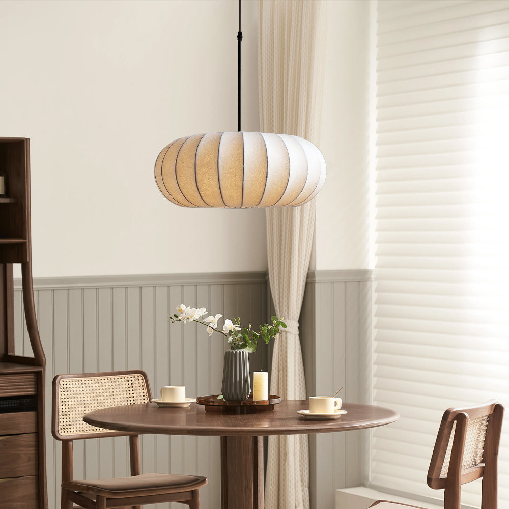 Solara Indoor Pendant Light With Textile Shade For Dining Areas And Kitchen Islands