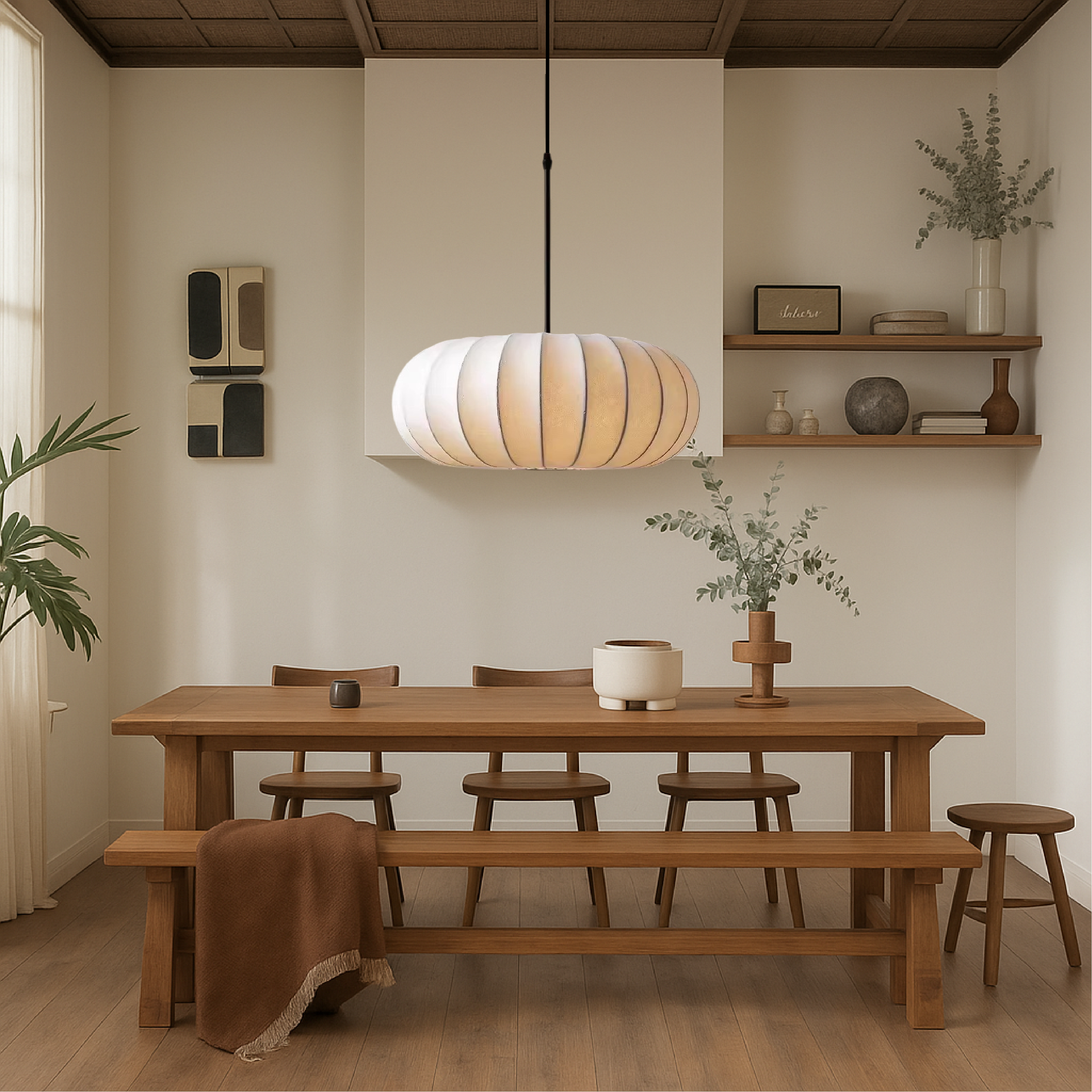Solara Indoor Pendant Light With Textile Shade For Dining Areas And Kitchen Islands