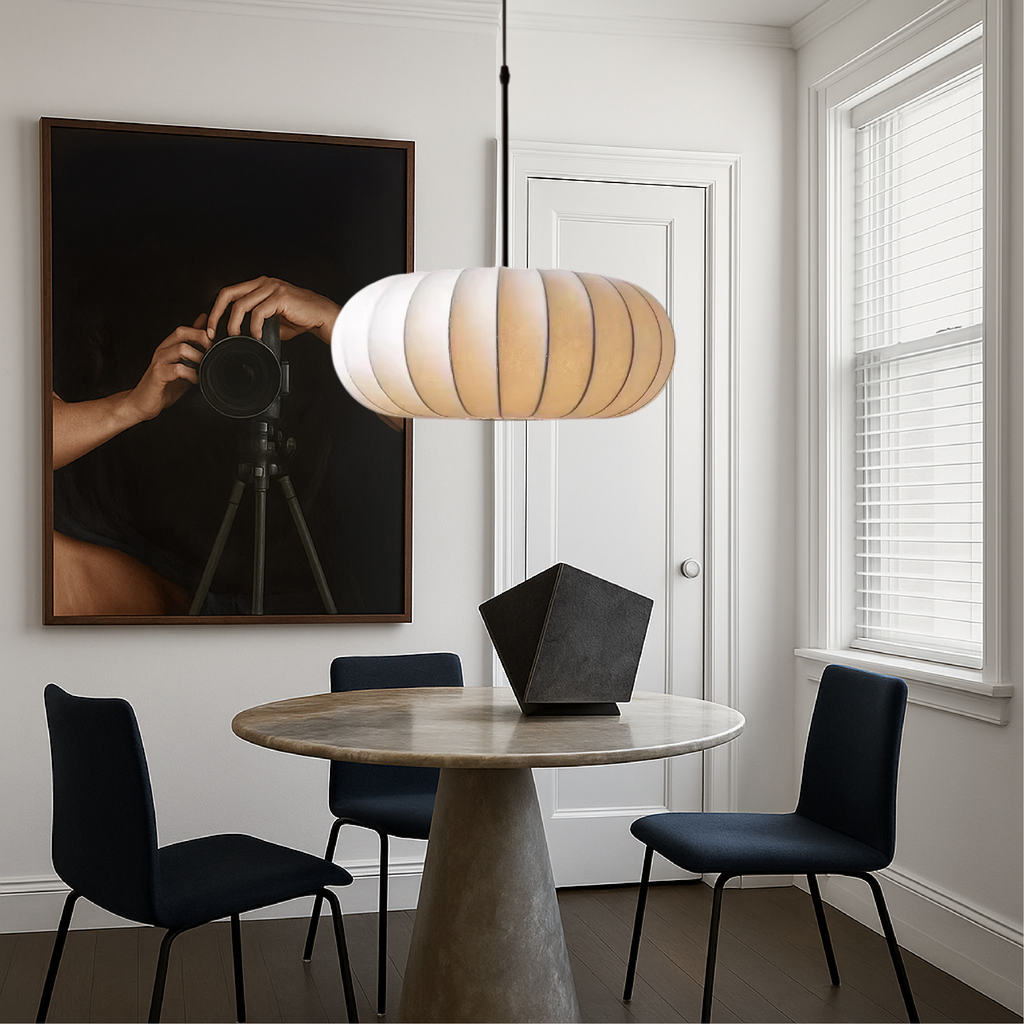 Solara Indoor Pendant Light With Textile Shade For Dining Areas And Kitchen Islands
