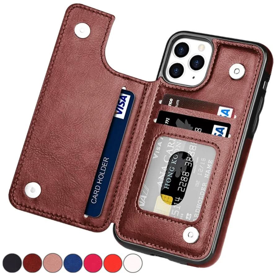 LumaWallet Premium Leather Phone Case — Built-In Card Slots & Magnetic Closure