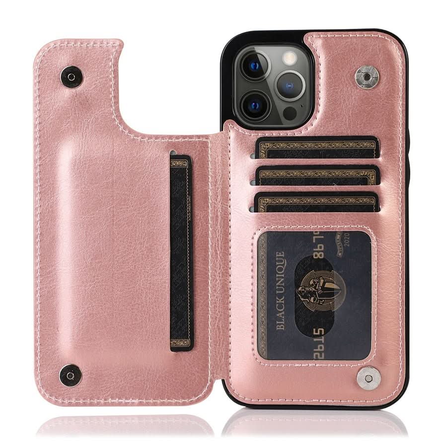 LumaWallet Premium Leather Phone Case — Built-In Card Slots & Magnetic Closure