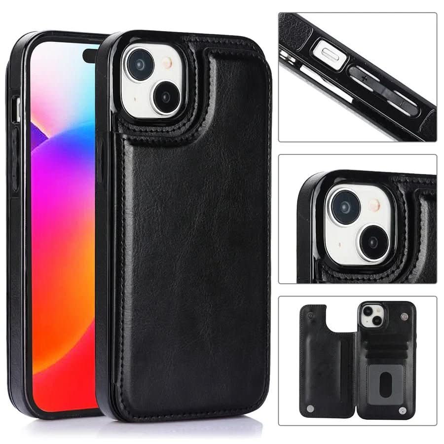 LumaWallet Premium Leather Phone Case — Built-In Card Slots & Magnetic Closure