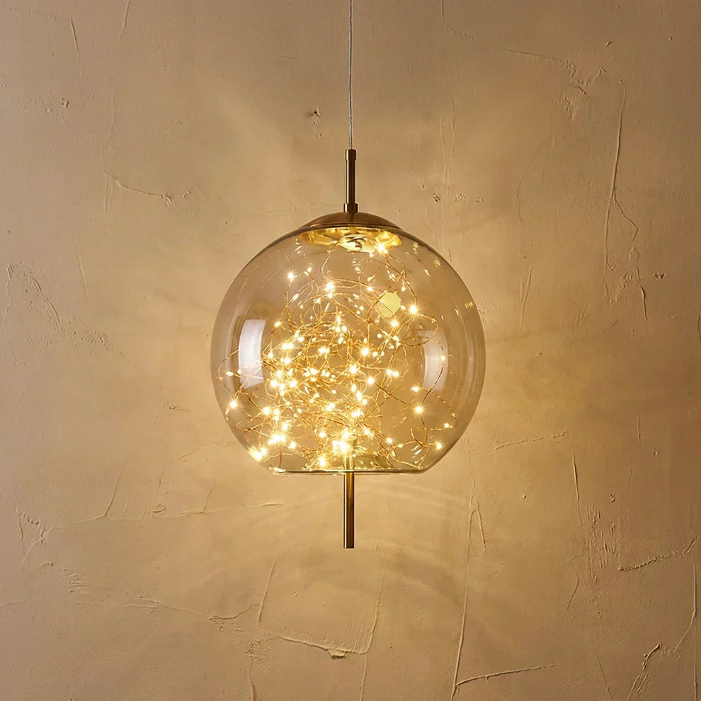 Ceiling Pendant Light With Glass Cylinder And Oval Shade For Ambient Illumination
