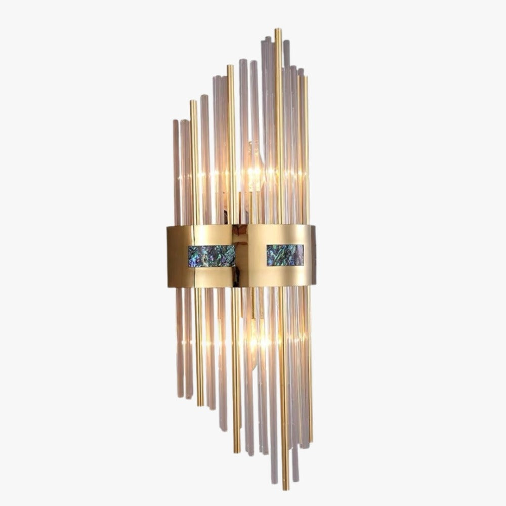Valoria Brushed Gold Wall Light Sconce With Crystal Rods For Elegant Hallways And Living Rooms