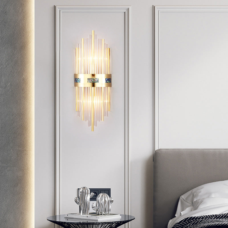 Valoria Brushed Gold Wall Light Sconce With Crystal Rods For Elegant Hallways And Living Rooms