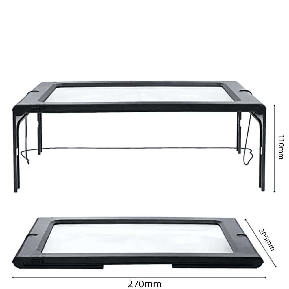 LuminaDesk Collapsible 3x Table Magnifier — Integrated LED Lighting & Foldable Base