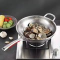 Titanium Wok With Uncoated 32 cm Round Bottom For Induction