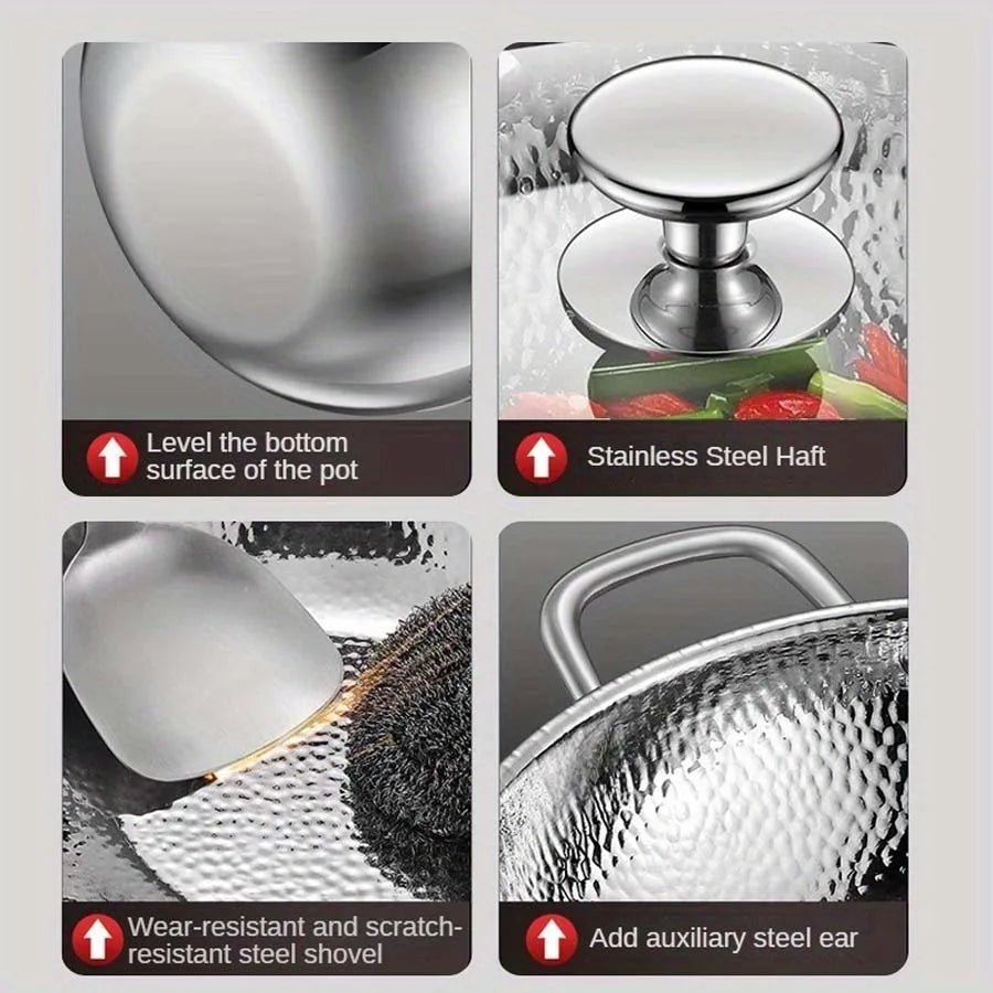 Titanium Wok With Uncoated 32 cm Round Bottom For Induction
