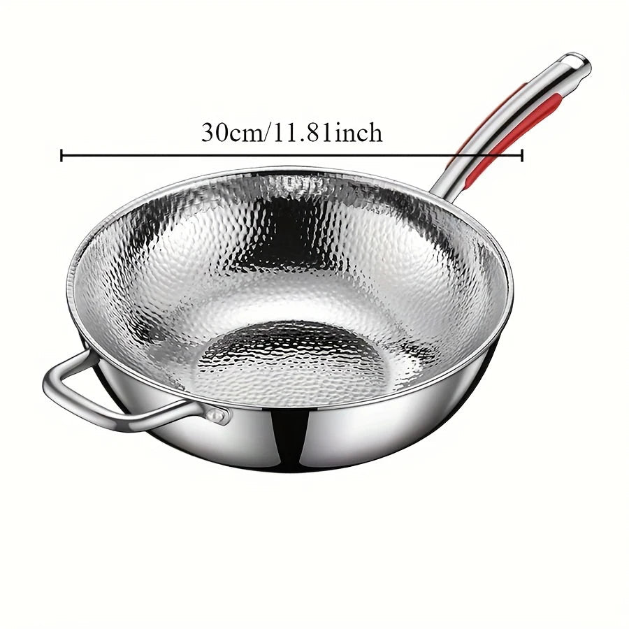 Titanium Wok With Uncoated 32 cm Round Bottom For Induction