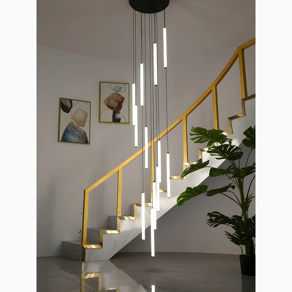 Spiral LED Staircase Pendant Light For High Ceilings, Modern Design