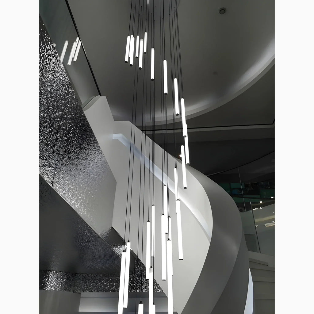 Spiral LED Staircase Pendant Light For High Ceilings, Modern Design