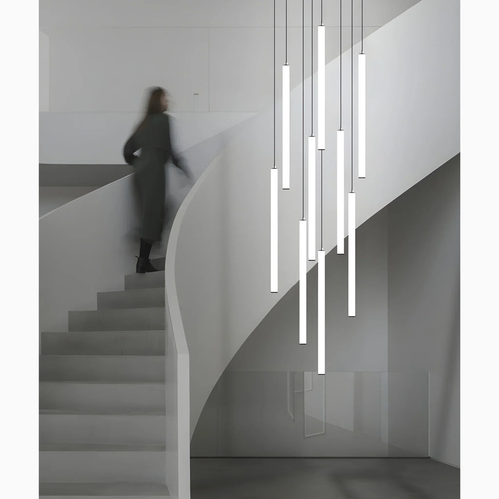 Spiral LED Staircase Pendant Light For High Ceilings, Modern Design