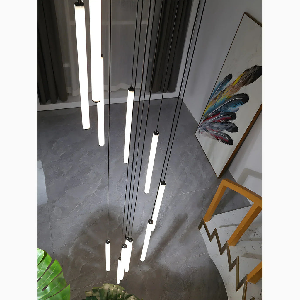 Spiral LED Staircase Pendant Light For High Ceilings, Modern Design