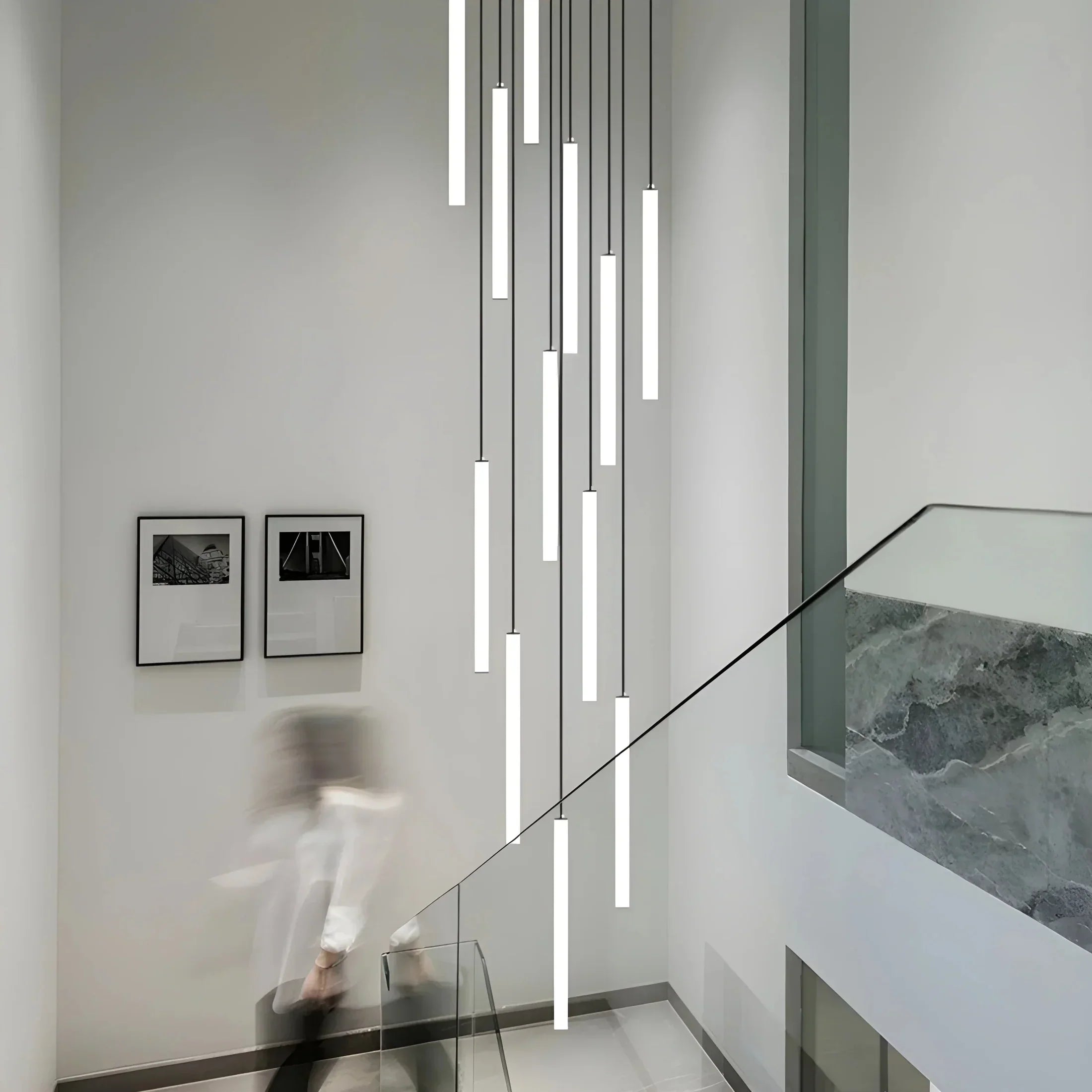 Spiral LED Staircase Pendant Light For High Ceilings, Modern Design