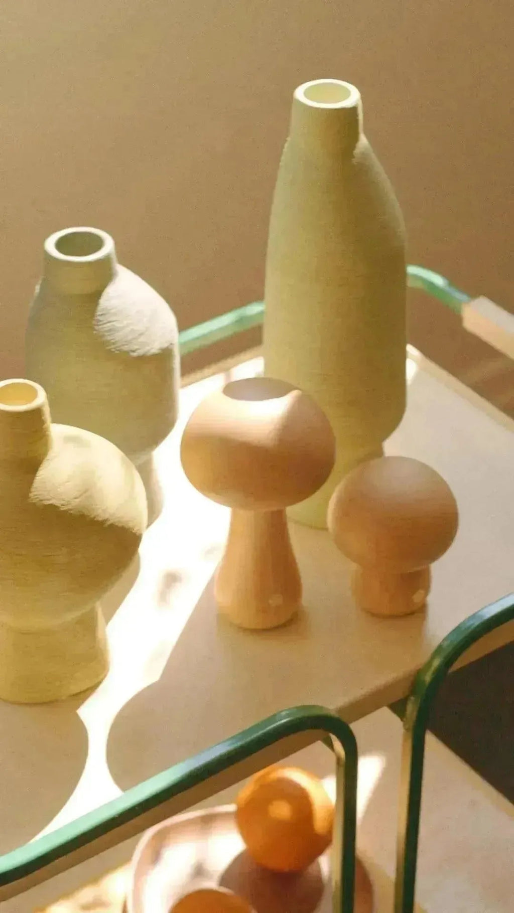 Ceramic Vase Organic Green Sculpture 20cm 30cm 40cm Living Room Modern Decor