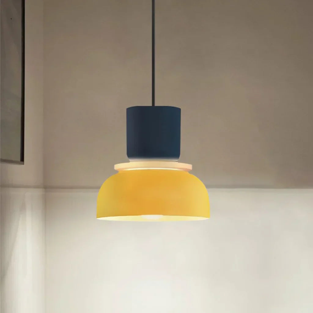 Nordic Pendant Light With Color Block Accent And Shade In Acrylic Bowl For Kitchen Or Dining Area