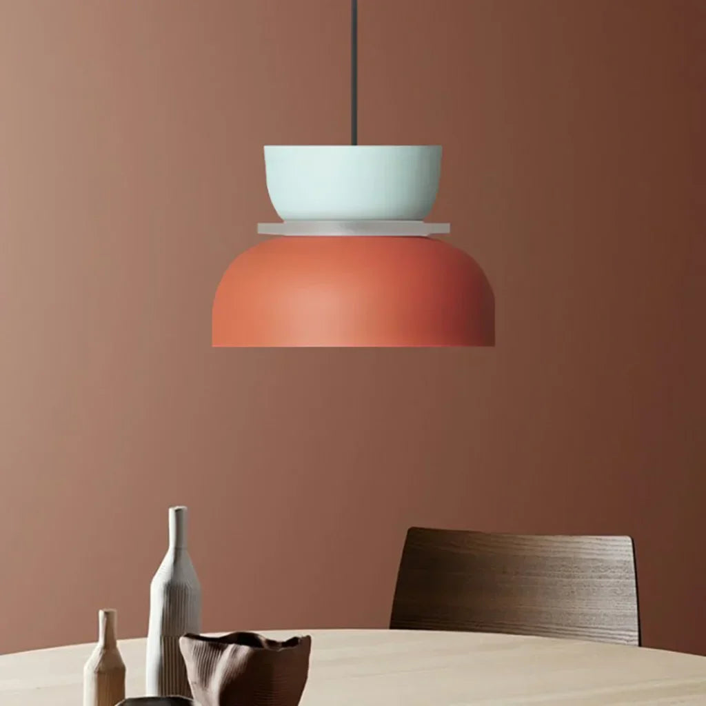 Nordic Pendant Light With Color Block Accent And Shade In Acrylic Bowl For Kitchen Or Dining Area