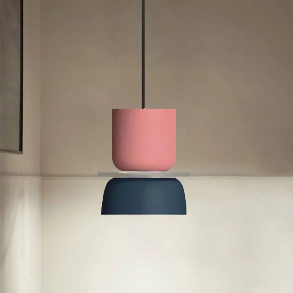Nordic Pendant Light With Color Block Accent And Shade In Acrylic Bowl For Kitchen Or Dining Area