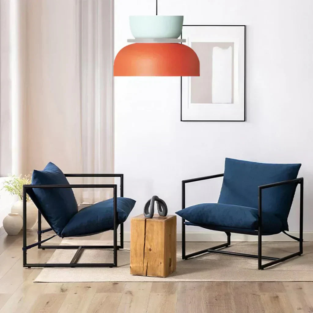 Nordic Pendant Light With Color Block Accent And Shade In Acrylic Bowl For Kitchen Or Dining Area