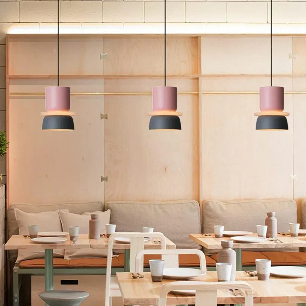 Nordic Pendant Light With Color Block Accent And Shade In Acrylic Bowl For Kitchen Or Dining Area