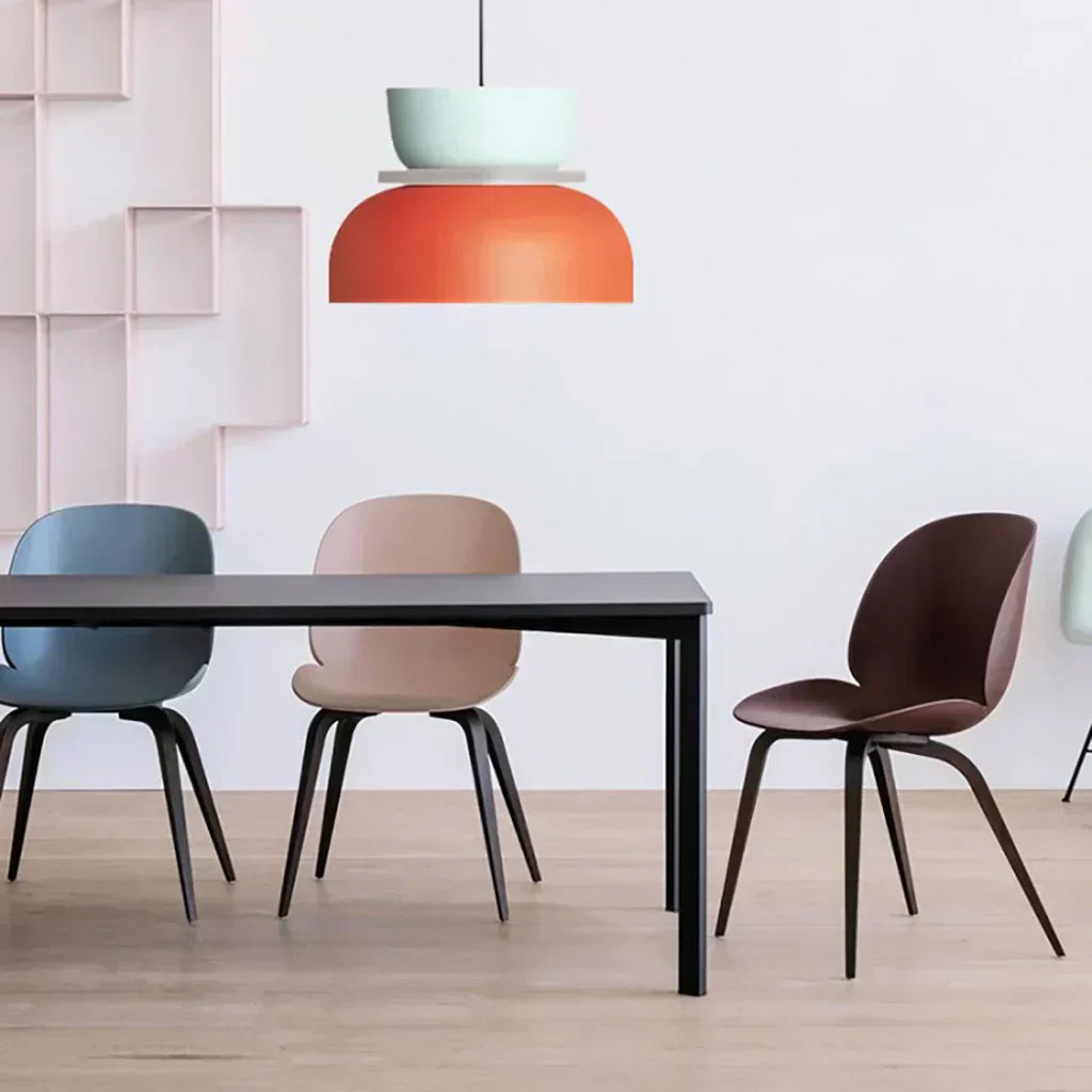 Nordic Pendant Light With Color Block Accent And Shade In Acrylic Bowl For Kitchen Or Dining Area