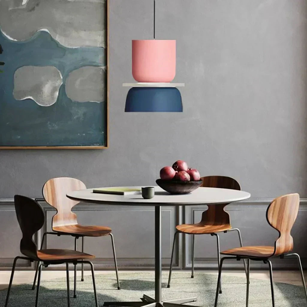 Nordic Pendant Light With Color Block Accent And Shade In Acrylic Bowl For Kitchen Or Dining Area