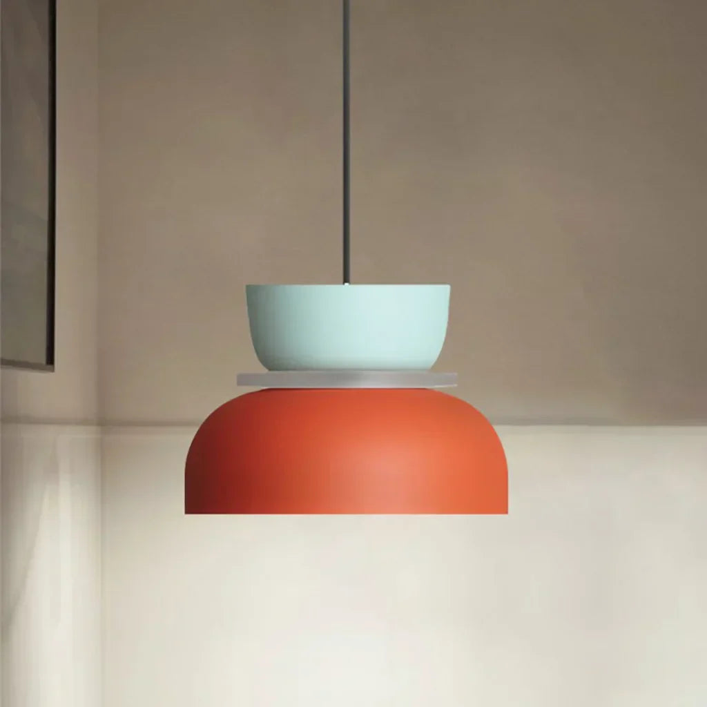 Nordic Pendant Light With Color Block Accent And Shade In Acrylic Bowl For Kitchen Or Dining Area