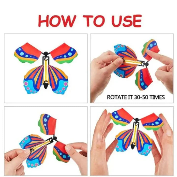 Set de 15 piezas de mariposas voladoras sorpresa, decoraciones de papel para tarjetas y regalos, con mecanismo de cuerda.