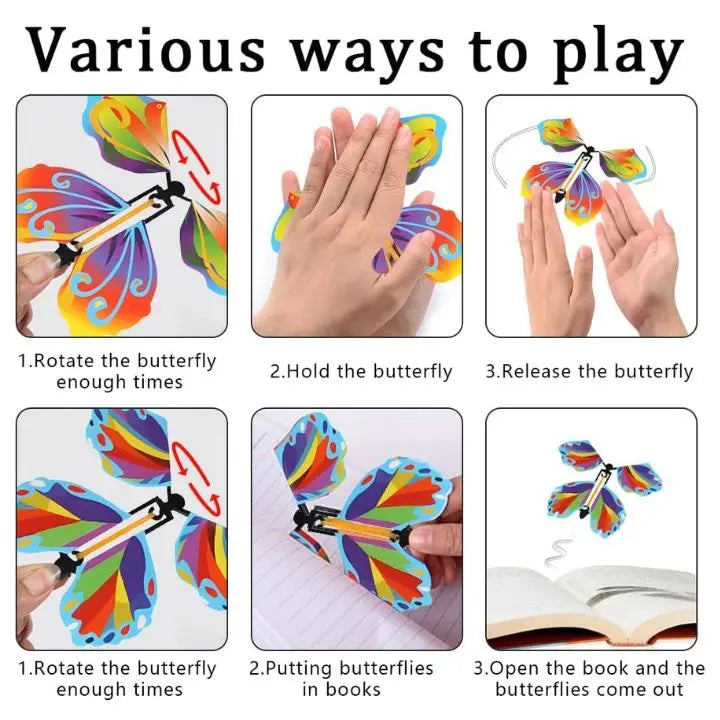 Set de 15 piezas de mariposas voladoras sorpresa, decoraciones de papel para tarjetas y regalos, con mecanismo de cuerda.