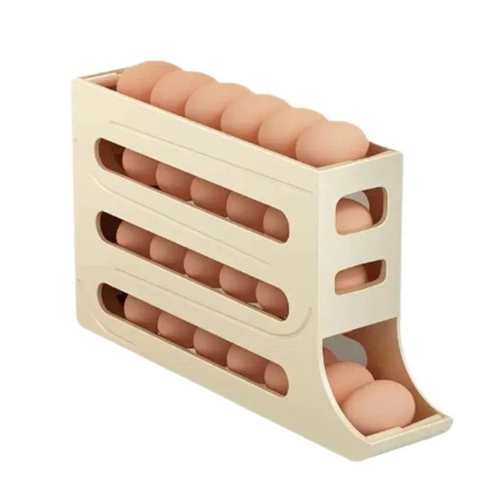 Suporte rolante para ovos de 4 níveis EGGROLLA — Organizador de frigorífico com dispensador automático de ovos