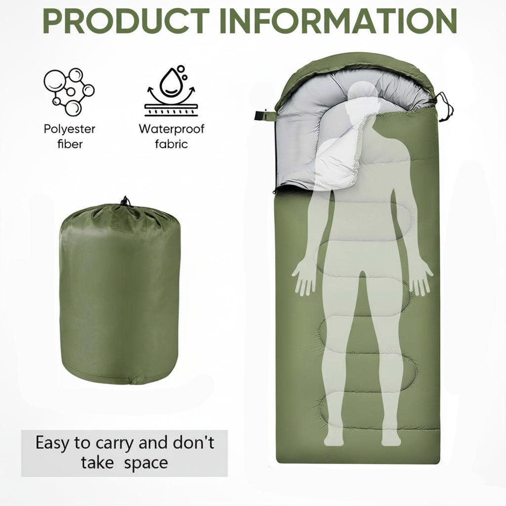 EVERESTO Thermal Camping Sleeping Bag — Spacious Envelope Design