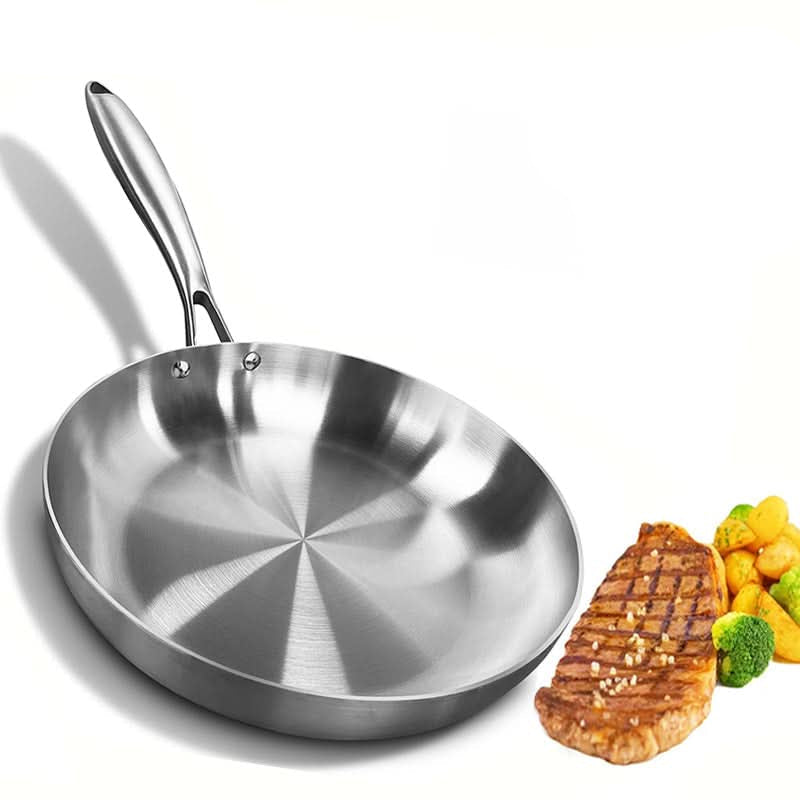 Frigideira em aço inoxidável 304 CULINEXA — Superfície sem revestimento, compatível com fogões a gás e de indução
