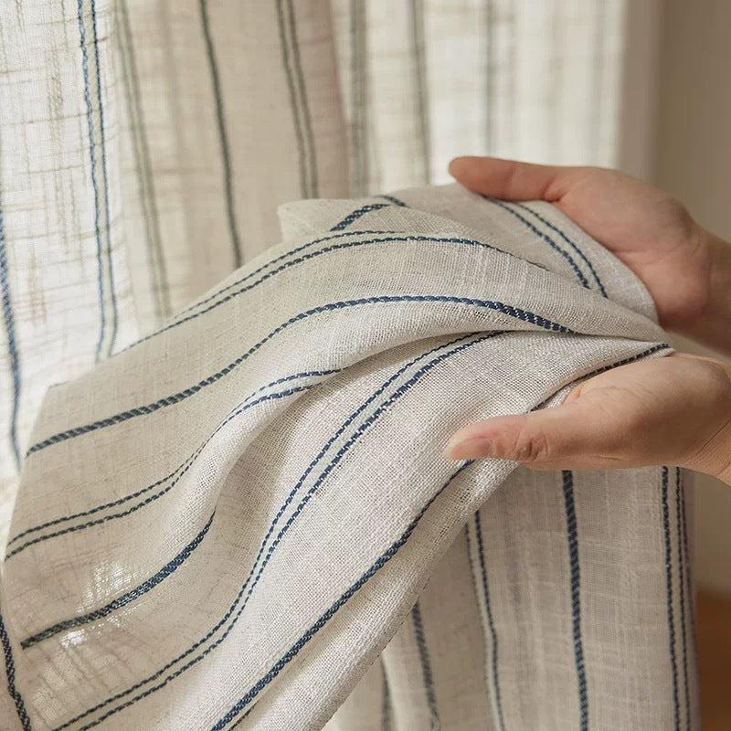 Lunara Vertical Striped Linen Sheer Curtains