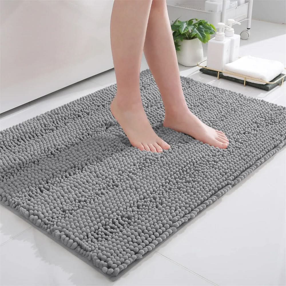 Tapete de banho ultramacio em chenille CLOUDSTEP — Secagem rápida, absorvente, com base antiderrapante