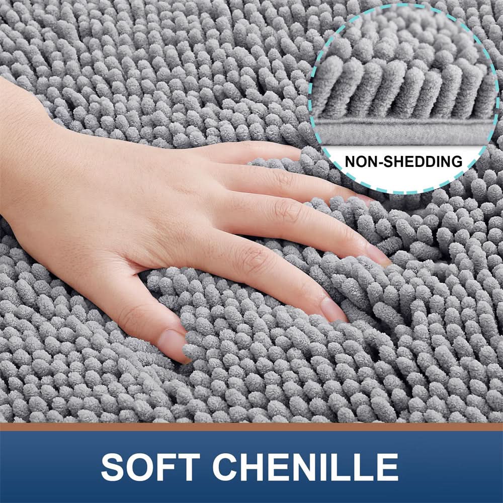 Tapete de banho ultramacio em chenille CLOUDSTEP — Secagem rápida, absorvente, com base antiderrapante