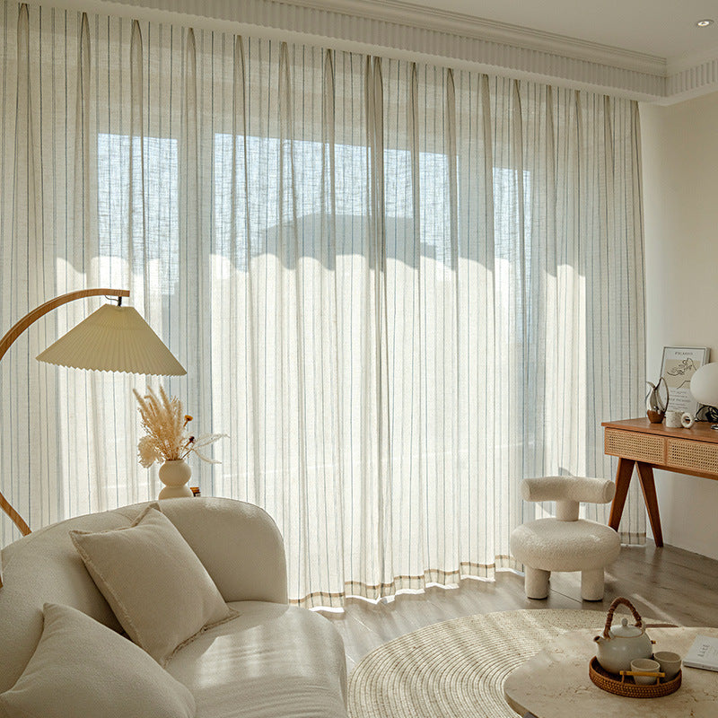 Lunara Vertical Striped Linen Sheer Curtains