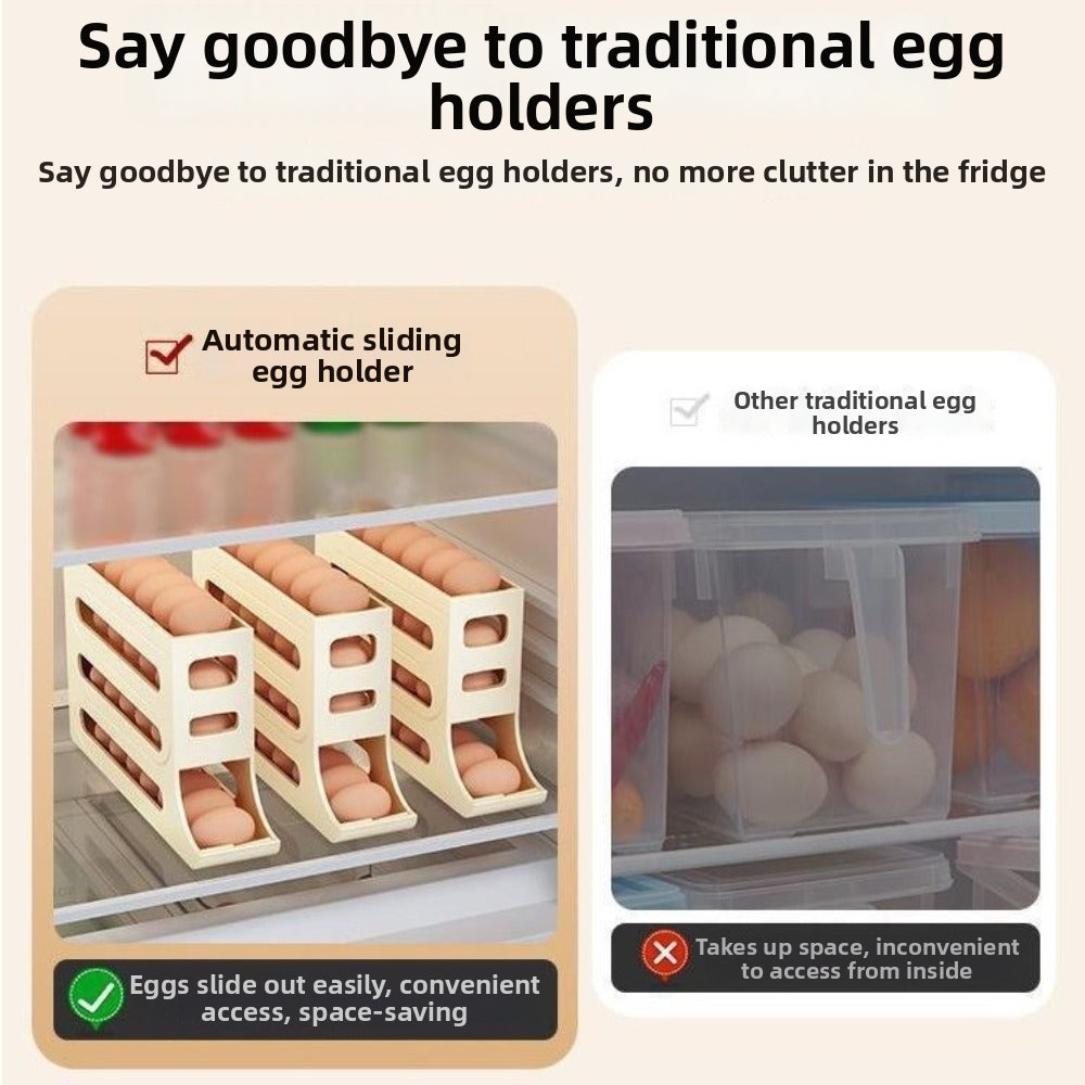 Suporte rolante para ovos de 4 níveis EGGROLLA — Organizador de frigorífico com dispensador automático de ovos
