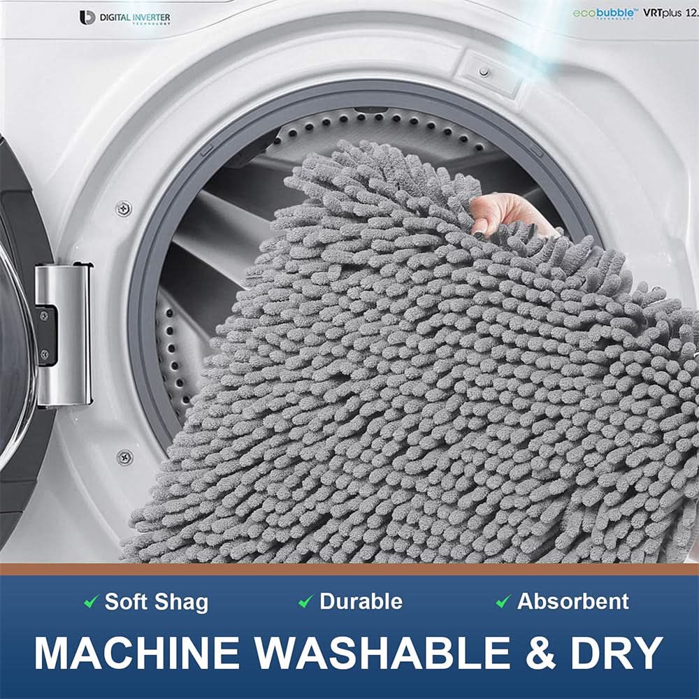 Tapete de banho ultramacio em chenille CLOUDSTEP — Secagem rápida, absorvente, com base antiderrapante