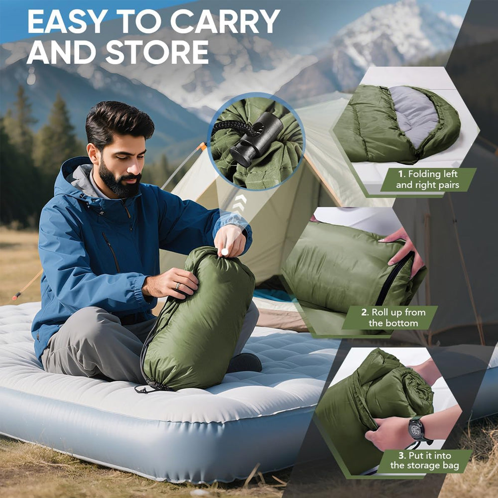 EVERESTO Thermal Camping Sleeping Bag — Spacious Envelope Design