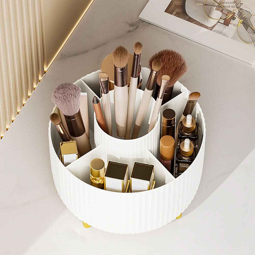 ארגונית איפור מסתובבת 360° COSMETIC SPIN - אחסון רב-תאים למברשות, מוצרי קוסמטיקה ופריטים יומיומיים