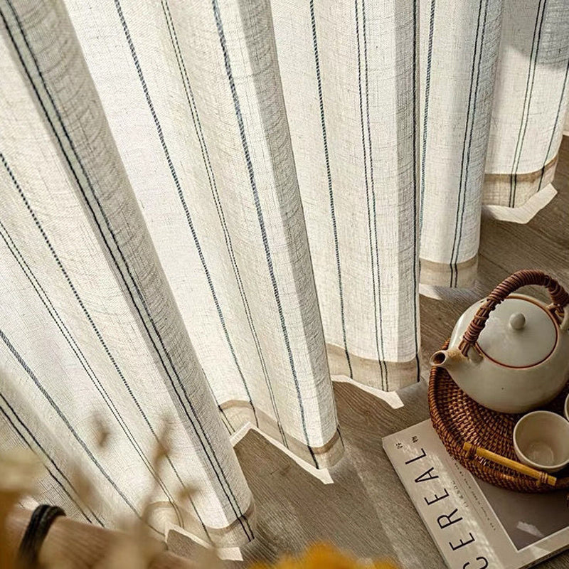 Lunara Vertical Striped Linen Sheer Curtains