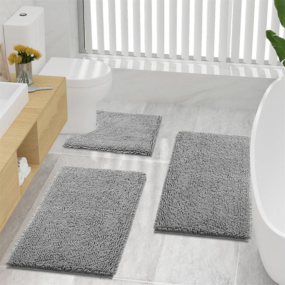 Tapete de banho ultramacio em chenille CLOUDSTEP — Secagem rápida, absorvente, com base antiderrapante