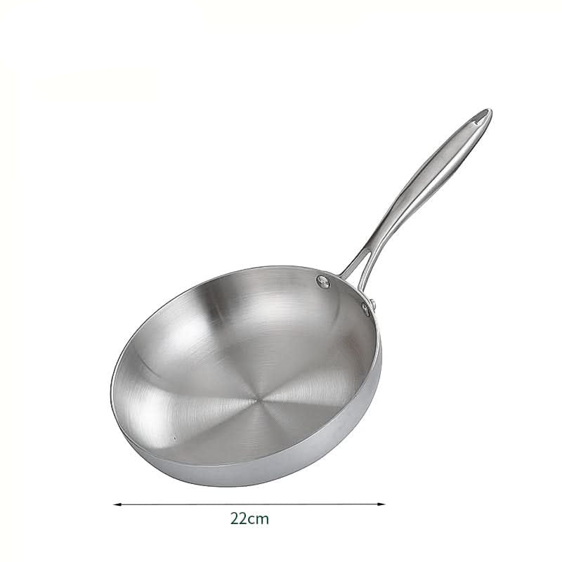 Frigideira em aço inoxidável 304 CULINEXA — Superfície sem revestimento, compatível com fogões a gás e de indução