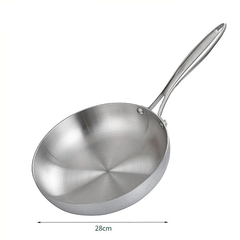 Frigideira em aço inoxidável 304 CULINEXA — Superfície sem revestimento, compatível com fogões a gás e de indução