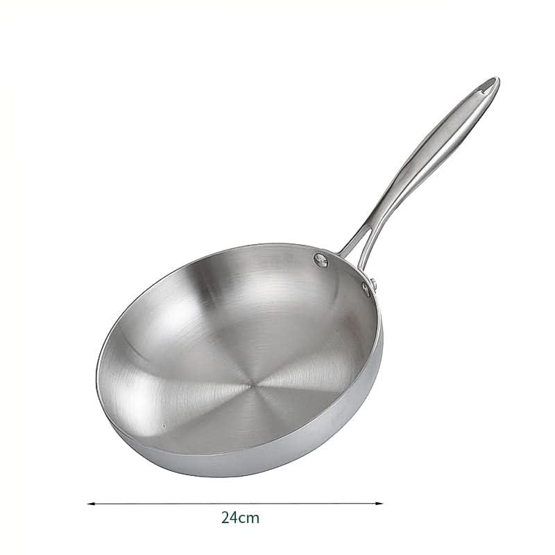 Frigideira em aço inoxidável 304 CULINEXA — Superfície sem revestimento, compatível com fogões a gás e de indução