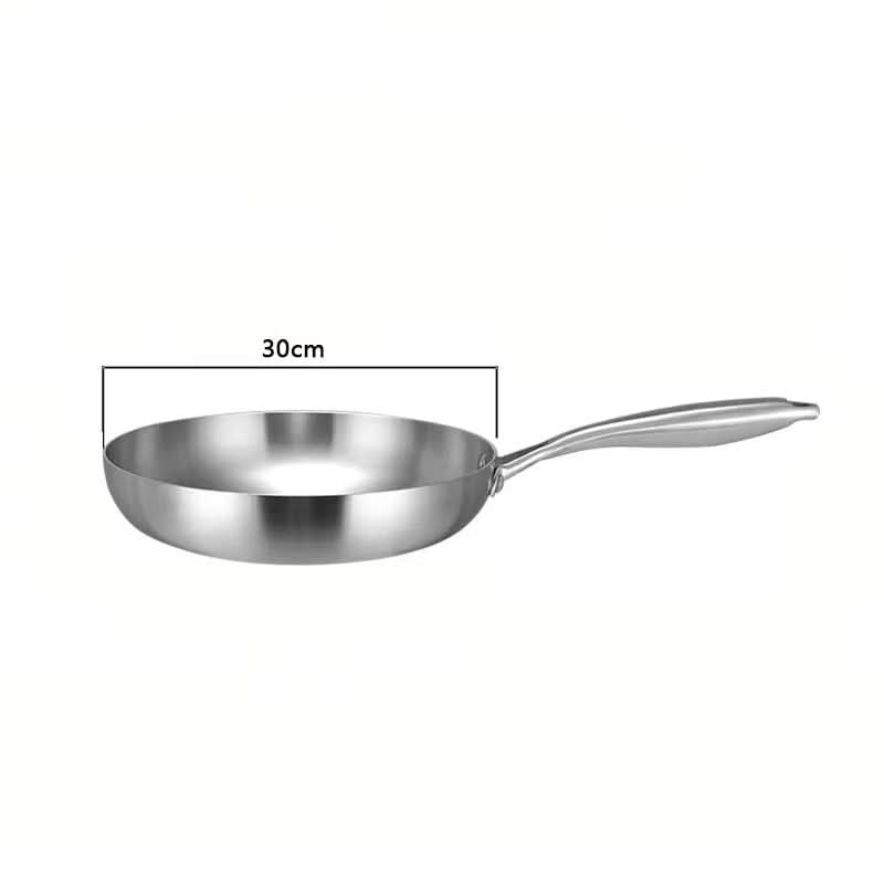 Frigideira em aço inoxidável 304 CULINEXA — Superfície sem revestimento, compatível com fogões a gás e de indução