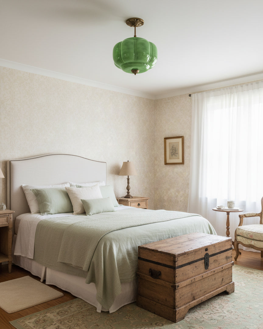 Vintage Glass Ceiling Lantern With Elegant Metal Accents